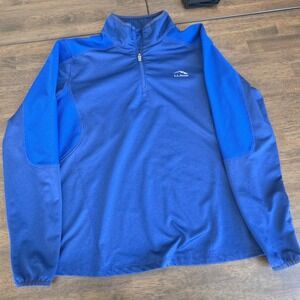 LL Bean Boys Blue Quarter‎ Zip Pullover Mesh Panels Size L 14-16 500108